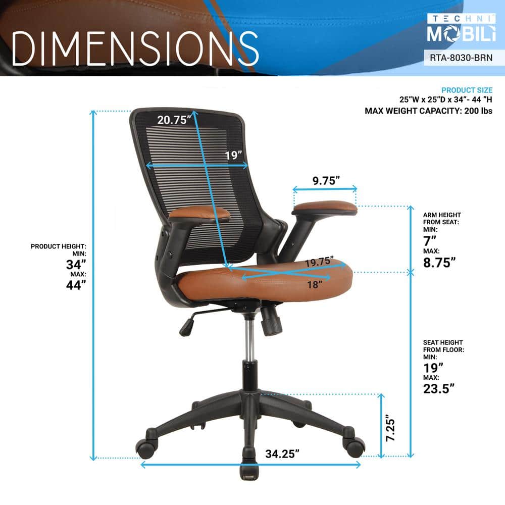 Brown Mesh and Leather Adjustable Task Chair