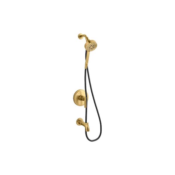 KOHLER Torrington Single Handle 3-Spray Tub and Shower Faucet 1.75 GPM in Vibrant Brushed Moderne Brass (Valve Included)