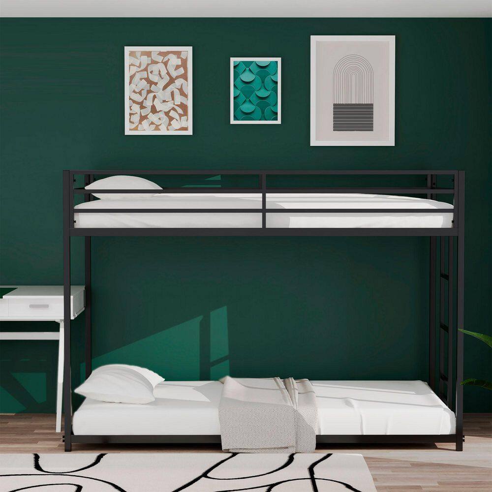 Adam Sturdy Black Twin Over Twin Bunk Bed with Ladder and Guardrails for Kids and Adult price history on PriceWatchPro