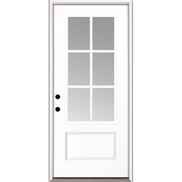 Feather River Doors 6-Lite 36 in. x 80 in. Right Hand Inswing 3/4 Lite Smooth Unfinished Fiberglass Prehung Front Door