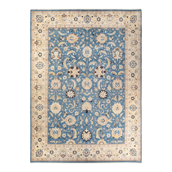 Solo Rugs Mogul One-of-a-Kind Traditional Blue 10 ft. 0 in. x 13 ft. 10 in. Floral Area Rug