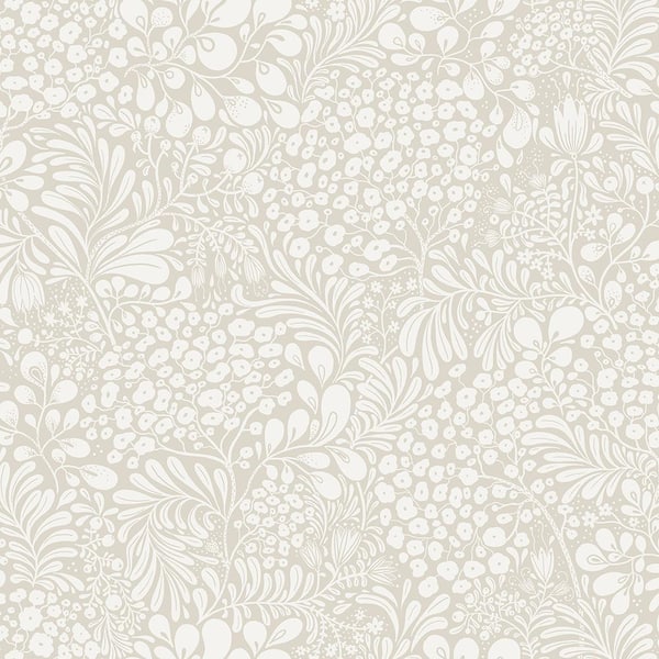 A-Street Prints Siv Grey Botanical Wallpaper Sample