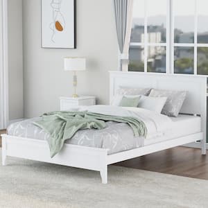 Modern Elegant White Solid Wood Full Platform Bed (54.33 in. W x 38.20 in. H)