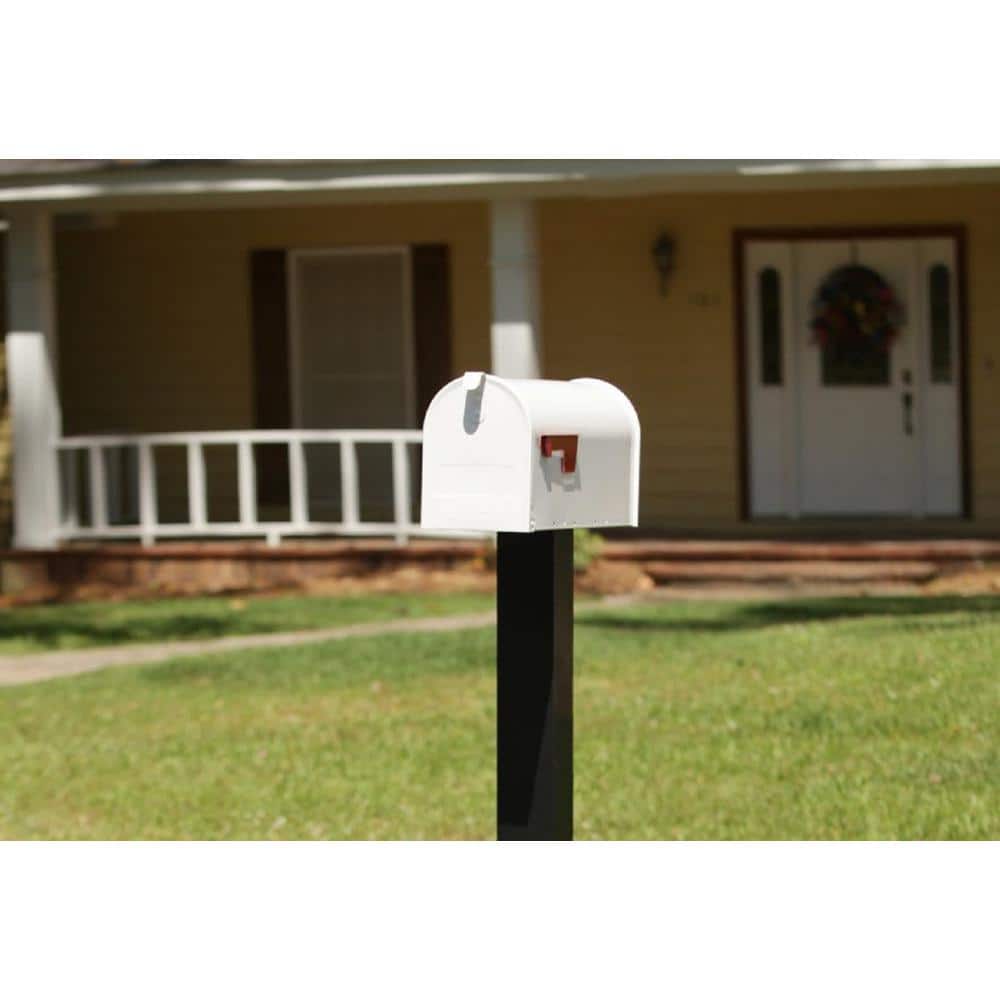 Medium White Powder Coated Steel Post Mount Mailbox