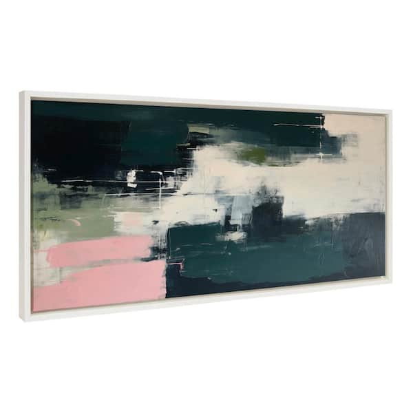 Sylvie Emerald Blush Framed Canvas by Amy Lighthall Set of 1 Abstract Art Print 18.00 in. x 40.00 in.