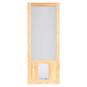 36 in. x 80 in. Chesapeake Series Reversible Wood Screen Door with Extra-Large Pet Flap