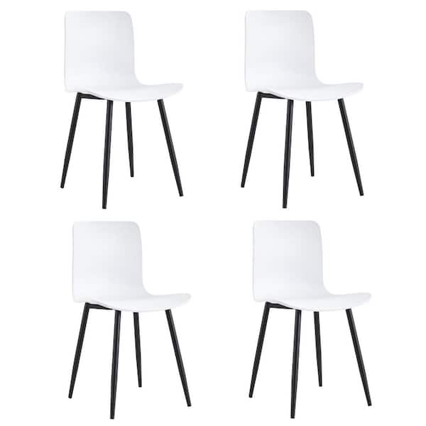FORCLOVER White Plastic Dining Chair (Set of 4)