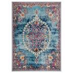 Rixos Collection Distressed Medallion Vintage Turquoise/Grey 7 ft. 10 in. x 9 ft. 10 in. Area Rug