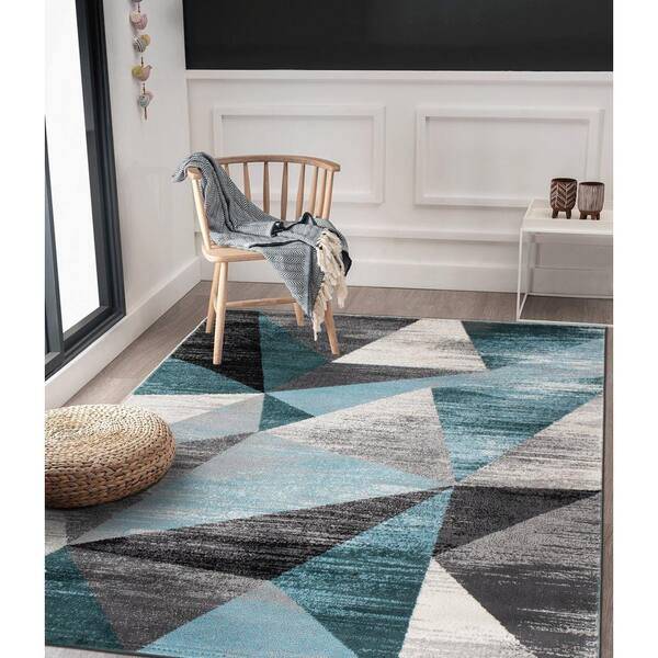 World Rug Gallery Contemporary Distressed Prisma 5'x7' Blue Area Rug  384BLUE5X7 - The Home Depot