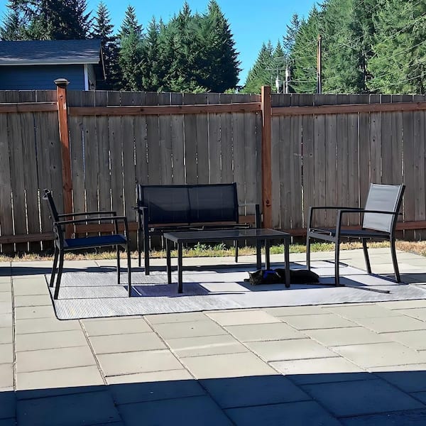 Unbranded 4-Piece Metal Patio Conversation Seating Set with Glass Coffee Table