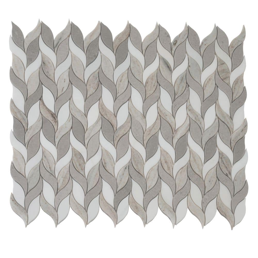 Mirage 10 in. x 12 in. Polished Warm Beige White Marble Leaf Mosaic Wall and Floor Tile (4.07 sq ft/case)-5 Pack price history on PriceWatchPro