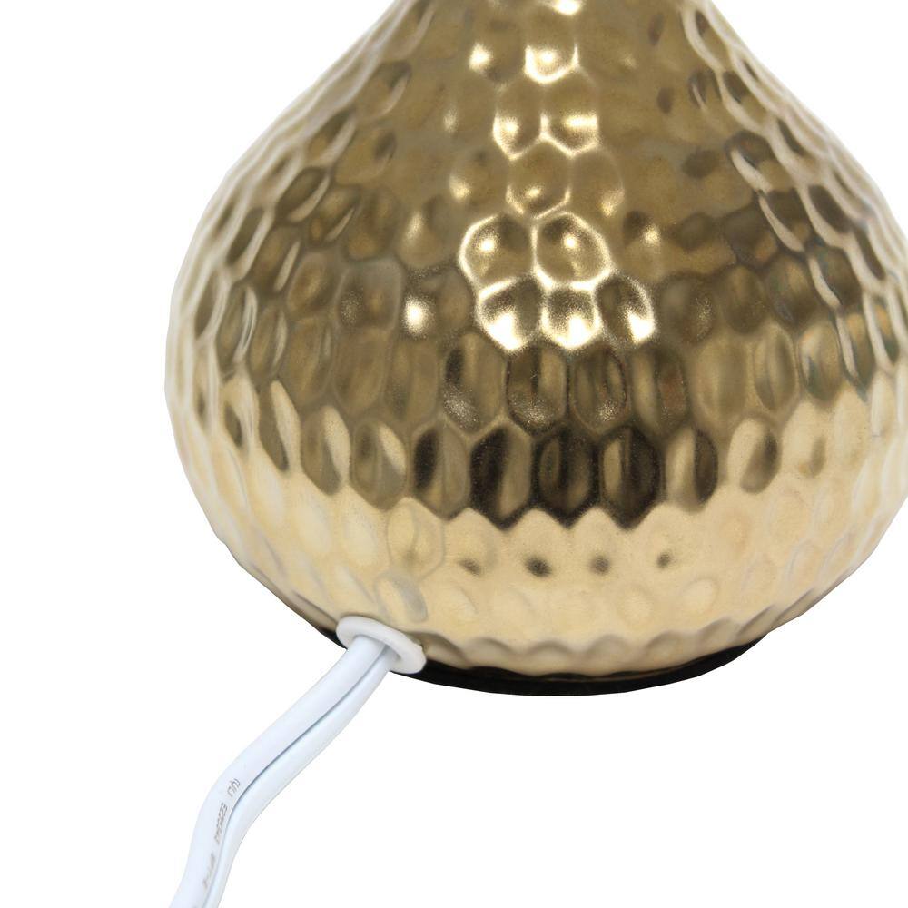 Hammered Gold Mini Table Lamp with White Fabric Shade