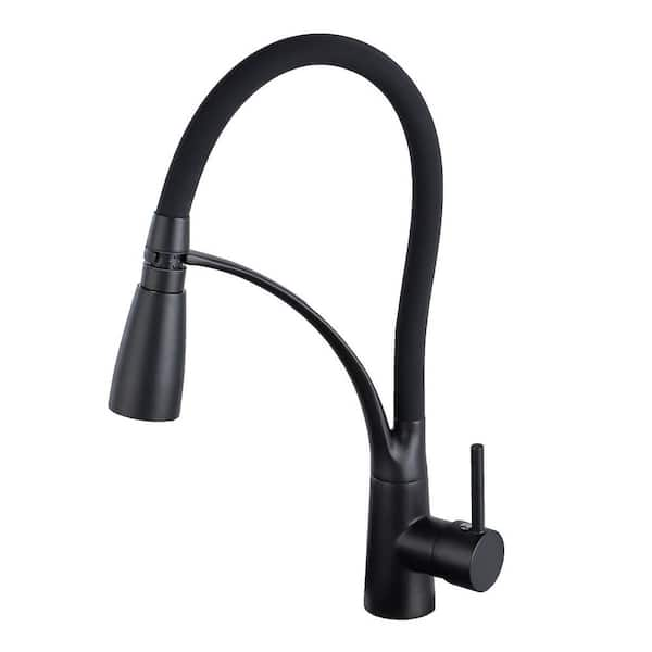 ELLO&ALLO Single-Handle Pull-Out Sprayer Kitchen Faucet in Matte Black