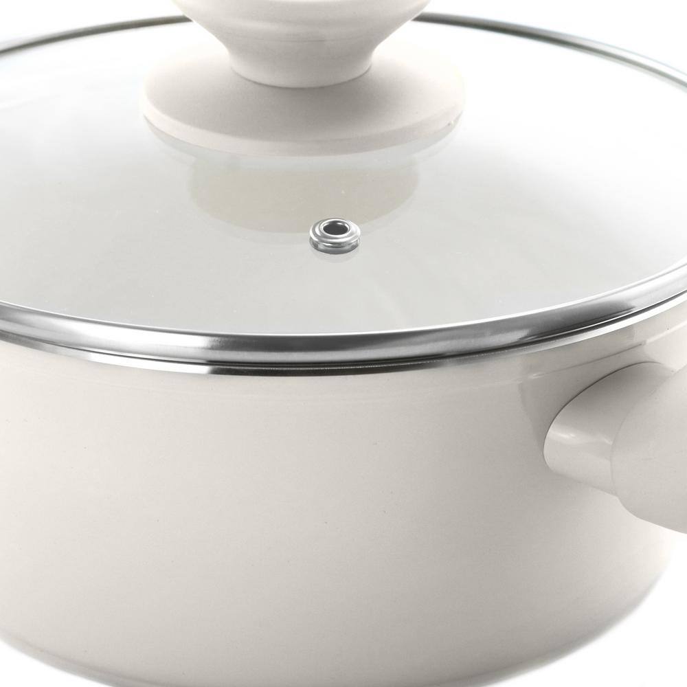 Linen White 7-Piece Aluminum Non-Stick Cookware Set