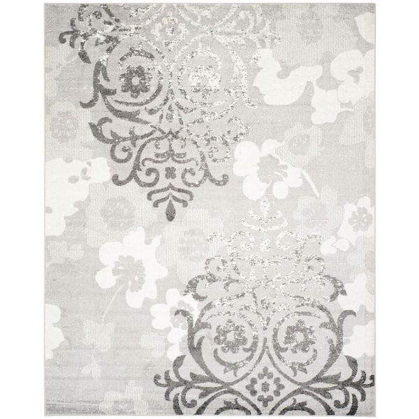 SAFAVIEH Adirondack Silver/Ivory 11 ft. x 15 ft. Floral Damask Area Rug