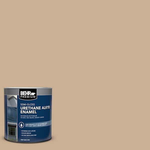 BEHR PREMIUM 1 qt. #N260-3 Polo Tan Semi-Gloss Enamel Urethane Alkyd Interior/Exterior Paint
