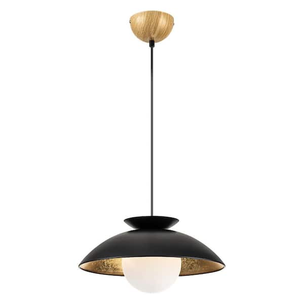 Rennnsan Dylan 1-Light Matte Black and Gold Modern Hanging Pendant