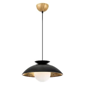 Dylan 1-Light Matte Black and Gold Modern Hanging Pendant Light