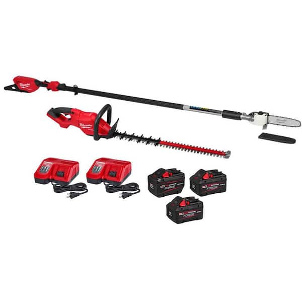 M18 FUEL 10 in. 18V Brushless Cordless Telescoping Pole Saw w/ 30 in. Hedge Trimmer, (2) Batteries, (2) Charger