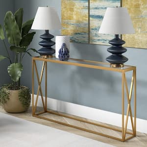 Arlo 55 in. Brass Rectangle Glass Console Table