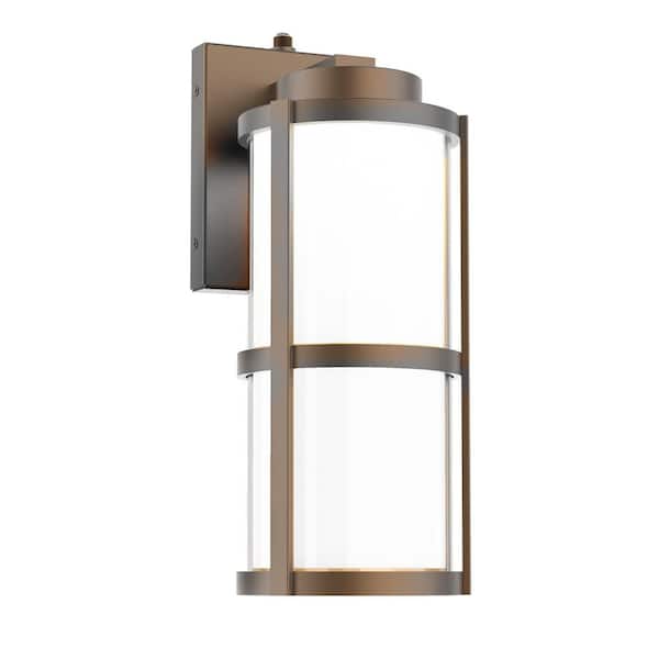 WAC LIMITED Lantern 14 in. Bronze Indoor/Outdoor Hardwired Wall Lantern Sconce with Selectable CCT Integrated LED