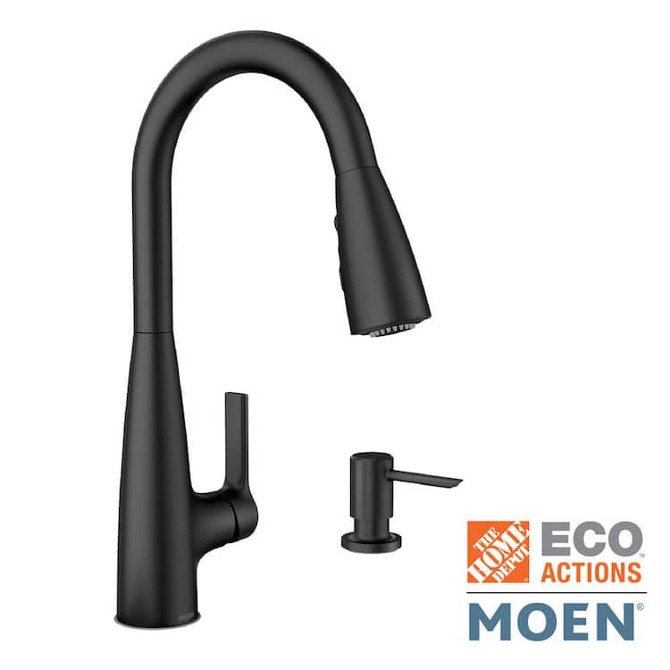 Moen 87627 Haelyn 1.5 GPM Single Hole Pull Down Kitchen Faucet - Black