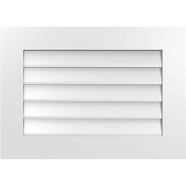 Ekena Millwork 28 in. x 20 in. Vertical Surface Mount PVC Gable Vent: Decorative with Standard Frame