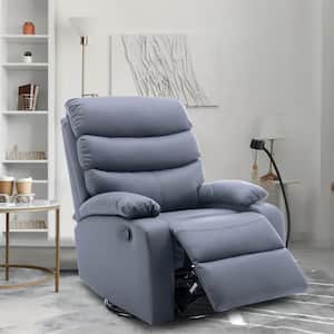 Everglade 30.2 in. W Technical Leather Upholstered Swivel and Rocking Manual Recliner in Dark Gray