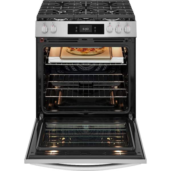 Gallery 30 in. 5-Burner Freestanding Gas Range in Smudge-Proof Stainless Steel with Stone-Baked Pizza