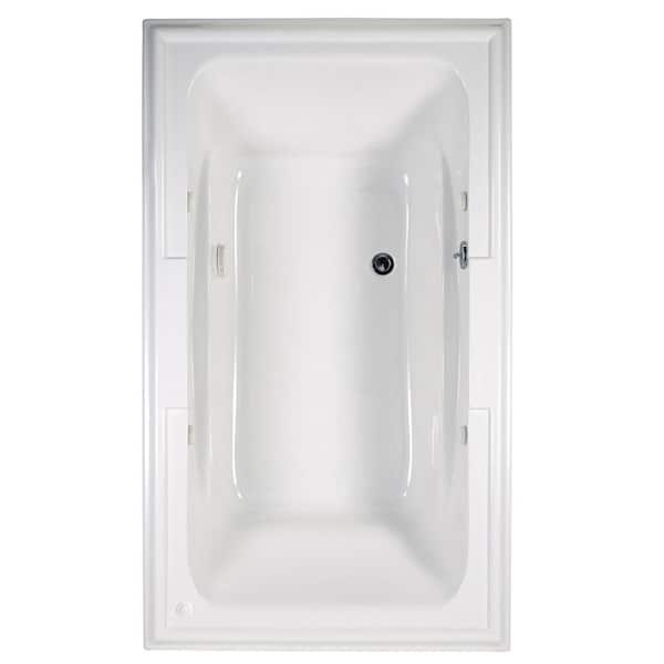 American Standard Town Square 6 ft. x 42 in. Center Drain EverClean Air Bath Tub with Chromatherapy in White