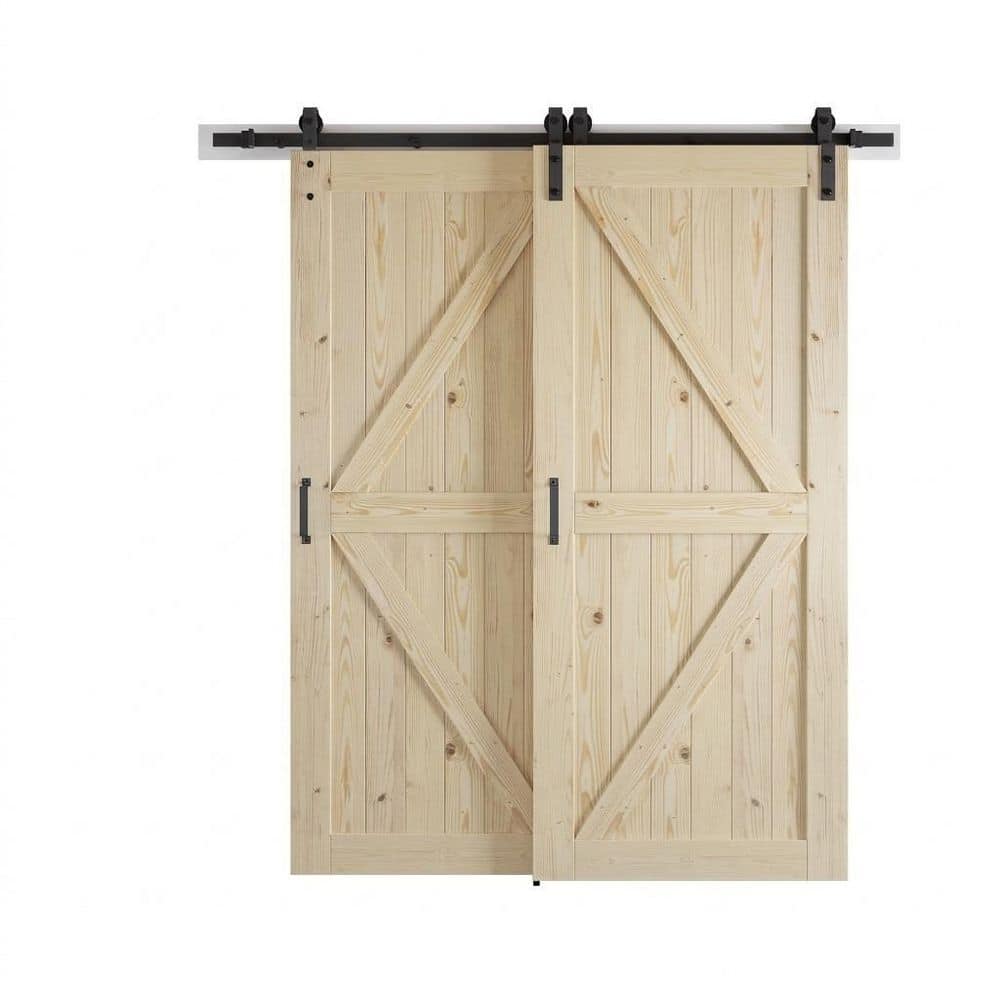K Model 65 in x 84 in. Natural Solid Spruce Wood Assembly Required Interior Sliding Barn Door with Hardware Kit price history on PriceWatchPro