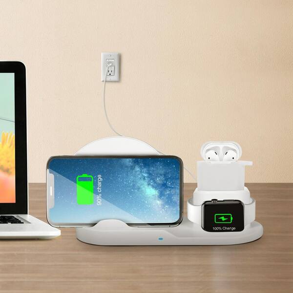 Etokfoks 3 in 1 White Wireless Charging Station Wireless Charger