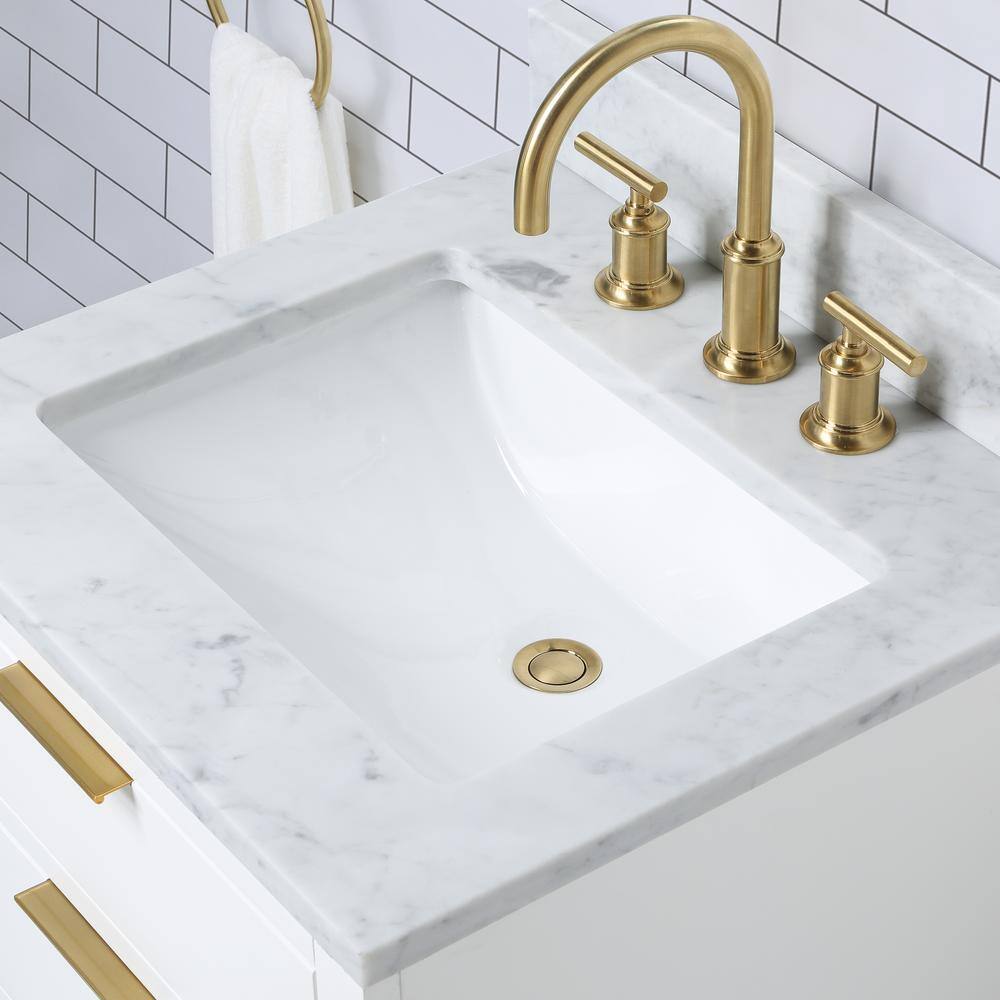 Pure White 24'' Single Sink Vanity with Carrara Marble Top