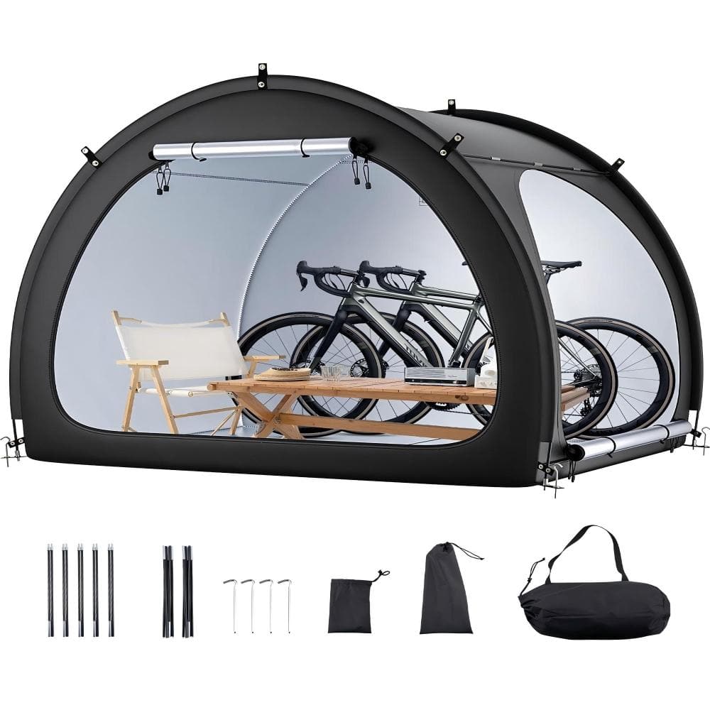 Bike Storage Tent for 4 to 5 Bikes Fan Shaped 210D Oxford PU4000 Waterproof Fiberglass Double Door price history on PriceWatchPro