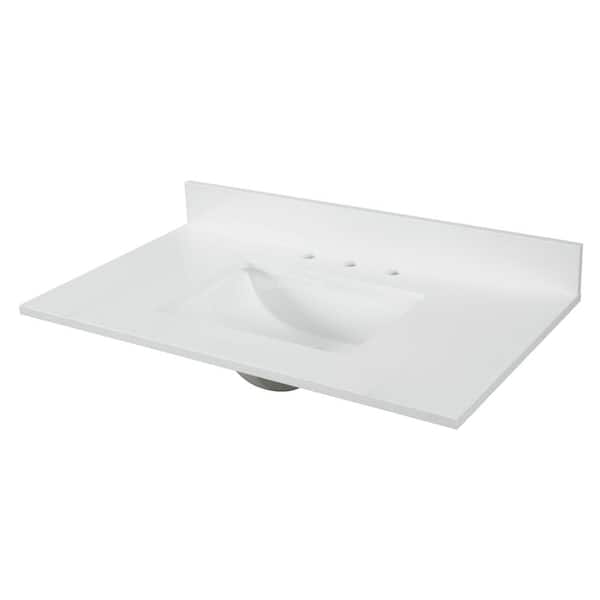31 in. W x 22 in. D x 0.75 in. H Quartz Vanity Top in Snow White with White Basin 31 in. W x 22 in. D x 0.75 in. H Quartz Vanity Top in Snow White with White Basin