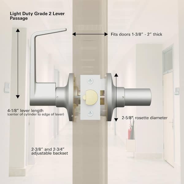 Schlage Elan Satin Chrome Entry Lever ANSI Grade 2 1-3/4 in. Schlage Elan Satin Chrome Entry Lever ANSI Grade 2 1-3/4 in.