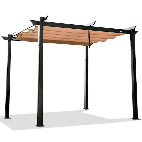 ToolCat 10 ft. x 10 ft. Dark Gray Aluminum Outdoor Patio Retractable ...