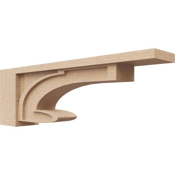 Ekena Millwork 5 in. x 10 in. x 30 in. Thin Alma Rough Cedar Woodgrain TimberThane Corbel, Primed Tan