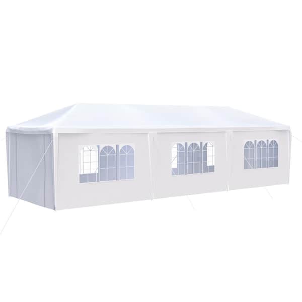 Tidoin 30 ft. x 10 ft. White Canopy Tent with 8 Removable Sidewalls