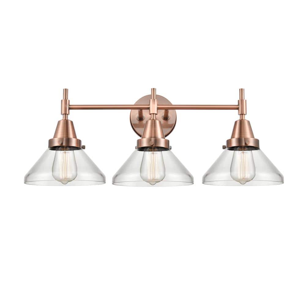 Caden 26 in. 3-Light Antique Copper, Clear Vanity Light with Clear Glass Shade price history on PriceWatchPro