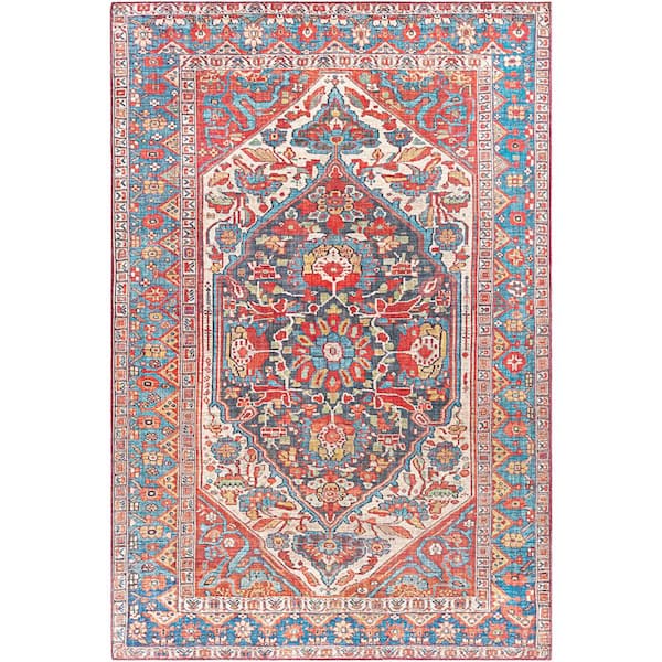 Livabliss Garritt Red/Blue 3 ft. 6 in. x 5 ft. 6 in. Area Rug