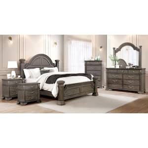 Erminia 6-Piece Gray Wood Frame California King Bedroom Set