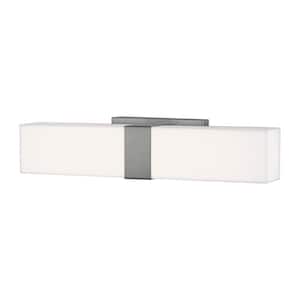 Vandeventer Small 17 in. Brushed Nickel Modern Contemporary Wall Vanity Light with Integrated LED and Acrylic Shade