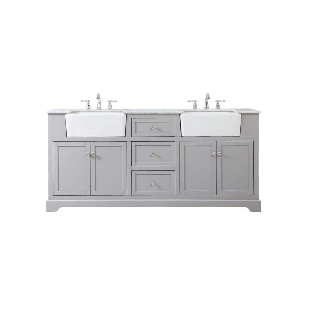 Simply Living 72 in. W x 22 in. D x 34.75 in. H Bath Vanity in Grey with Ca
