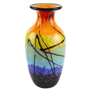 Dale Tiffany 12.75 in. Multi-Colored Kalmia Hand Blown Art Glass Vase  AV15415 - The Home Depot