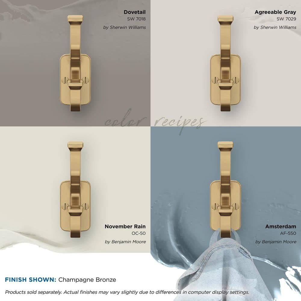 Champagne Bronze Double Prong Decorative Metal Wall Hook