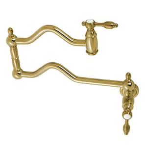 Tudor Wall Mount Pot Filler Faucets in Brushed Brass