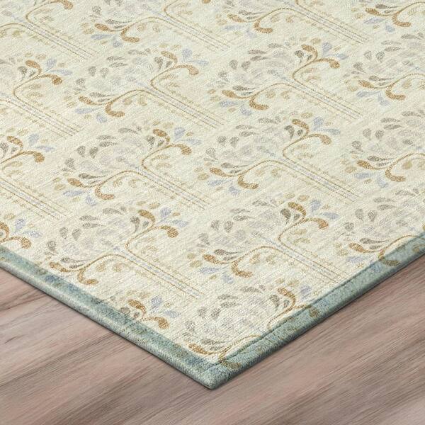 Chantille Machine Washable Indoor/Outdoor Abstract ACN3065 Cream 8 ft. x 8 ft. Round Rug