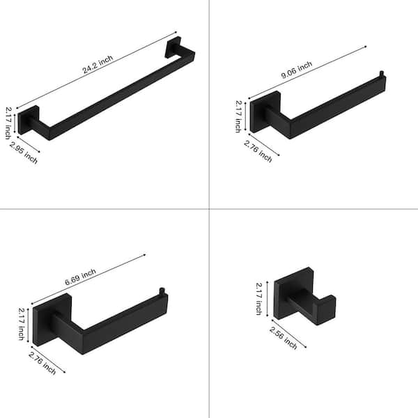 5-Piece Bathroom Hardware Set with Towel Bar Set, Stainless Steel Wall Mount 5PCS Bathroom Accessories Set Matte Black