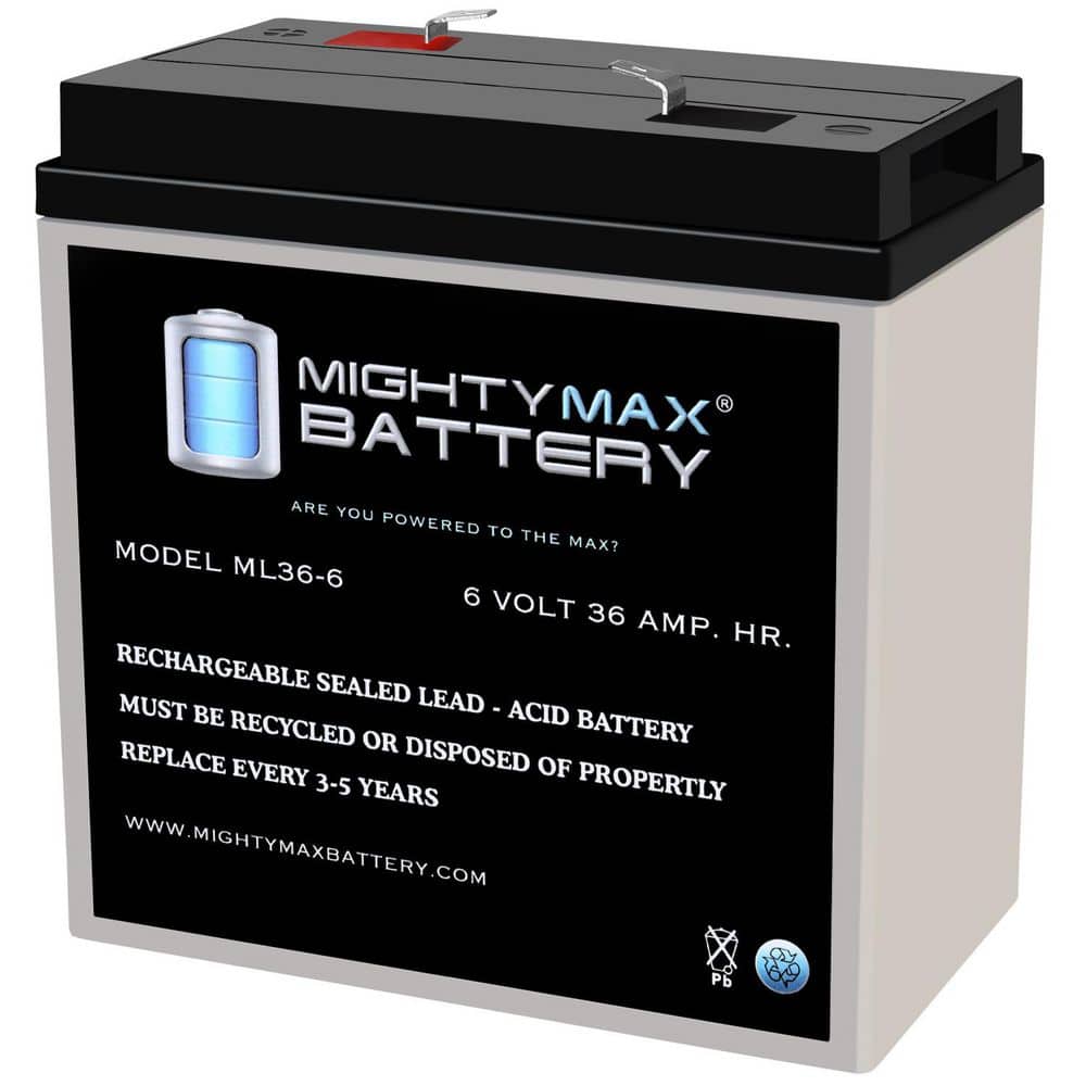 MIGHTY MAX BATTERY ML36-6-6 Volt 36 AH, F2 Terminal, Rechargeable